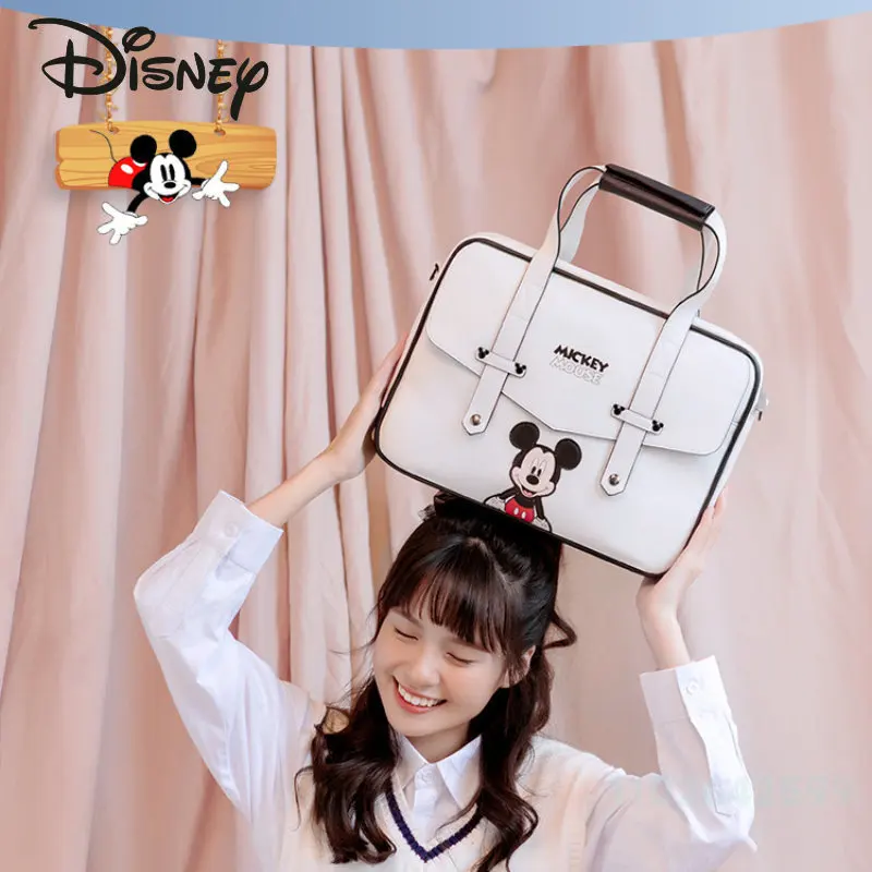 Imagem -03 - Disney Mickey Novidades Computer Bolsa Moda 14 Polegada Laptop Crossbody Bolsa Cartoon Solid Color Handheld Business Bag Alta Qualidade