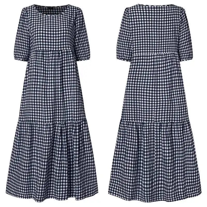 فستان نسائي أنيق من Vestidos Para Mujeres رداء طويل غير رسمي متقلب فضفاض بأكمام قصيرة D dlhie Suknie