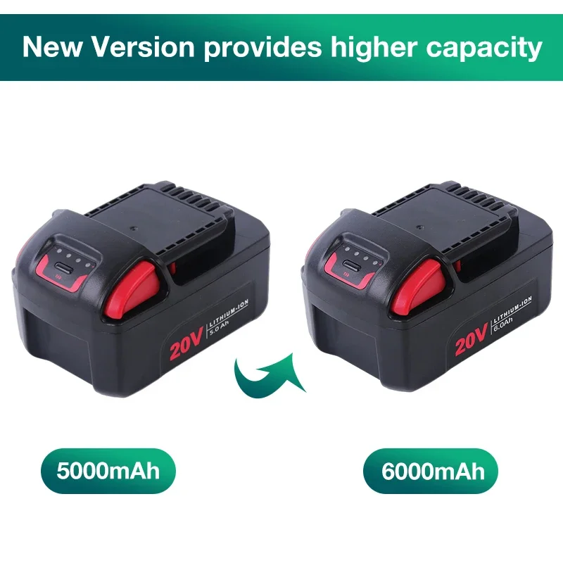 بطارية ليثيوم أيون عالية السعة من سلسلة 20 فولت 6000 مللي أمبير/5000 مللي أمبير في الساعة IQV20 لأدوات كهربائية Ingersoll Rand BL2022 BL2010 BL2012