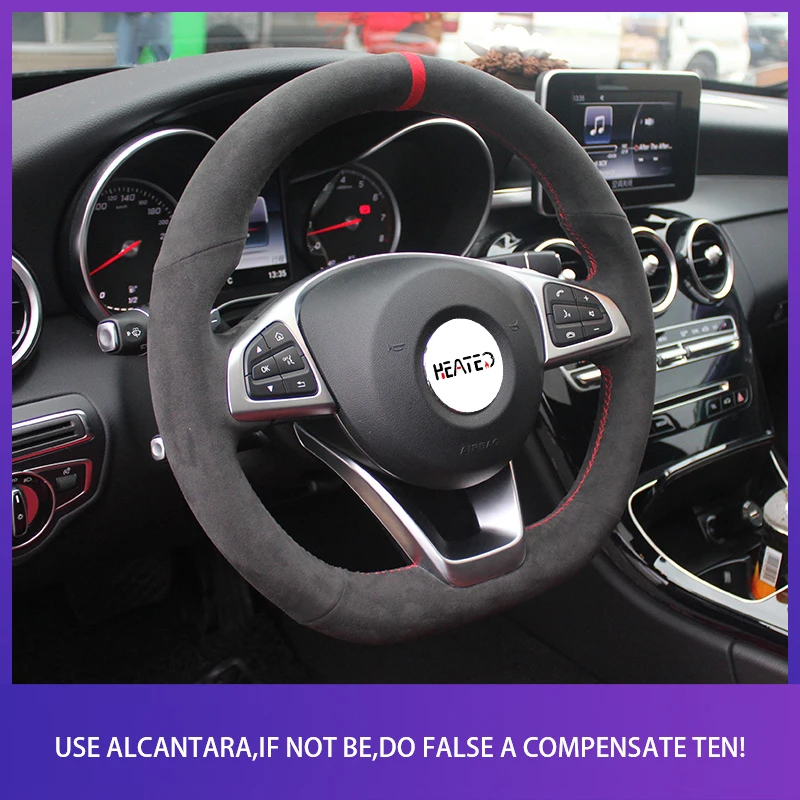 Alcantara Steering Wheel Cover for Mercedes Benz W176 W246 W205 C117 R231 R172 AMG C43 GLA 45 X156 Braid on Steering Wheel