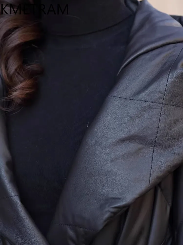 KMETRAM Piumino in vera pelle di pecora naturale 2025 Nero Donna Abbigliamento Inverno Lungo Nuovo Capispalla manteaux hiver femme