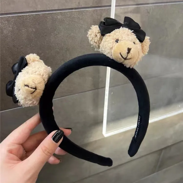 أنيقة القوس الدب الدب غسل الوجه هيرباند للفتيات 2024 جديد المضادة للانزلاق واسعة حافة عقال لطيف دبوس الشعر إكسسوارات الشعر
