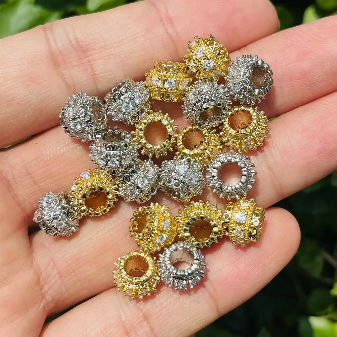 

10Pcs/Lot CZ Pave Wheel Spacer Jewelry Accessory for Bracelet Necklace Making