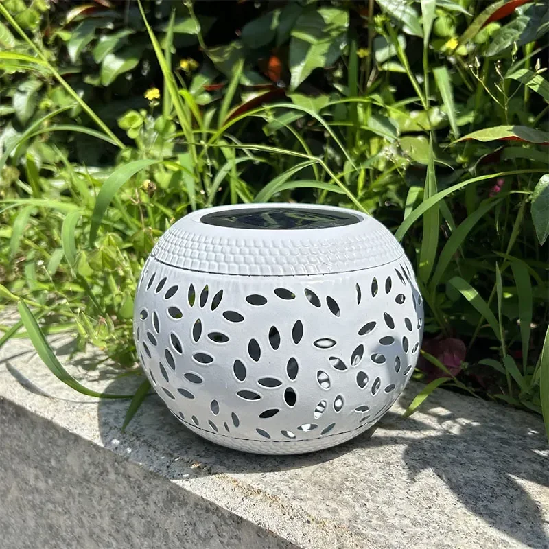 Solar Lighting Wrought Iron Imitation Ceramic Jar Light Outdoor Courtyard Lawn Waterproof Landscape Decorative Lantern