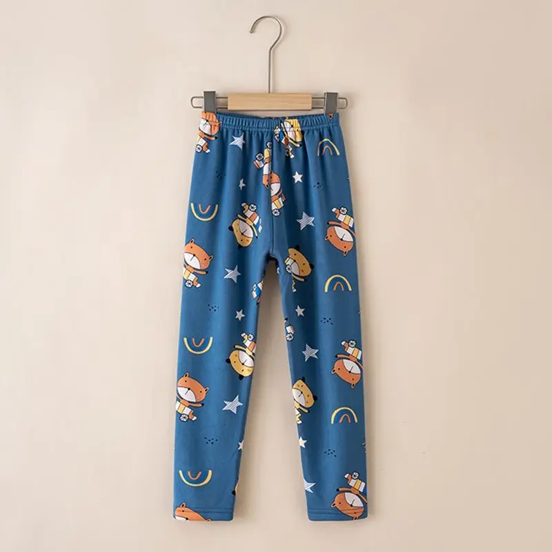 Kids Winter Boys Fleece Warm Thickened Boneless Autumn Children's Cold Thick Soft Class A Boys Long Johns Bottoming Home Pants