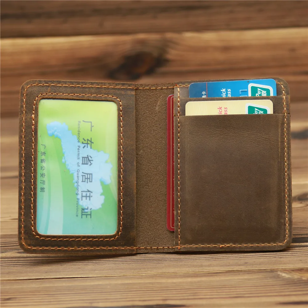 Handcraft Leather Credit Card Holder Vintage Men's Wallet For Credit Cards Case And Driver License Vintage Brown Minimalist