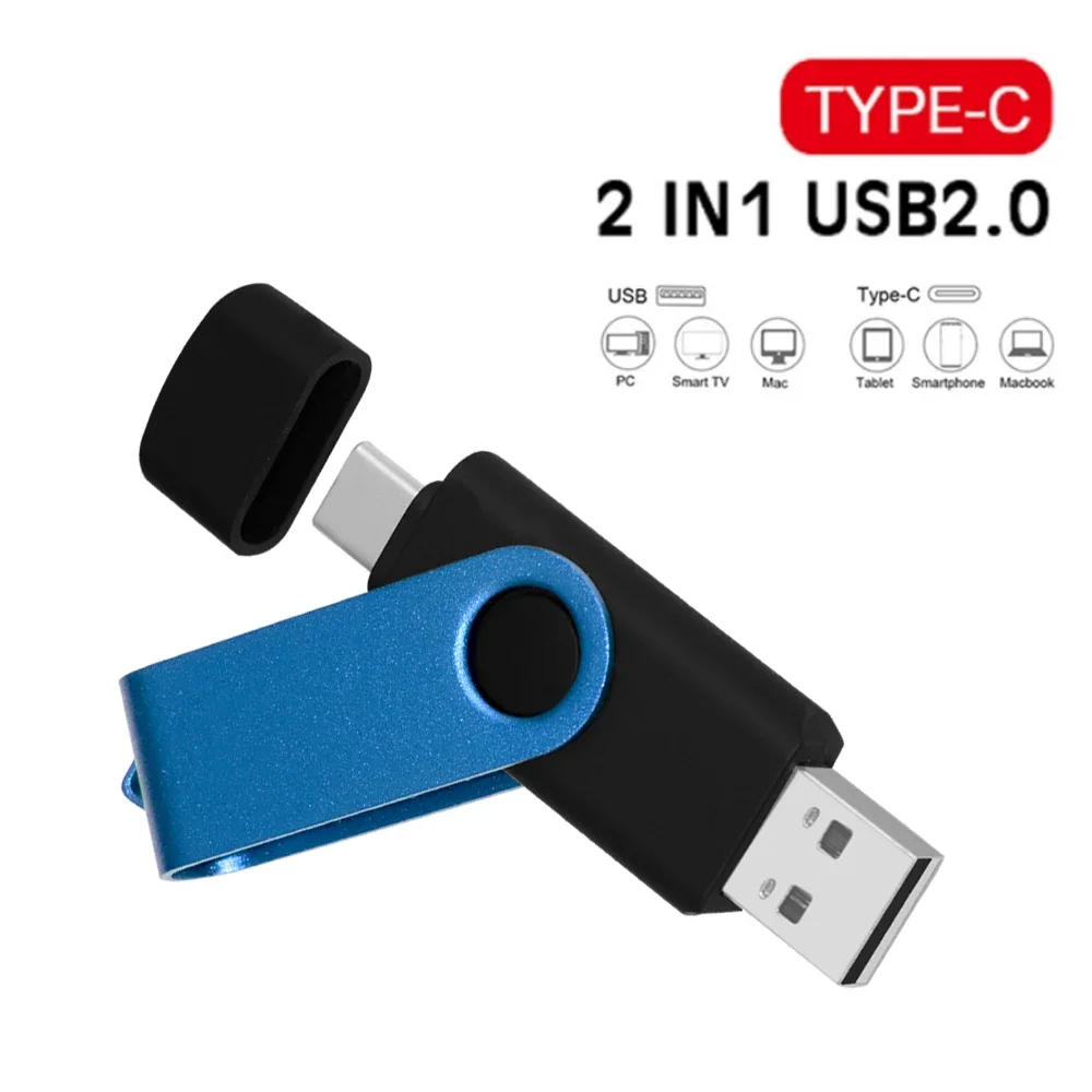 Metal USB Flash Drives 2.0 Pendrive Type-C 128GB U disk High Speed Dual Memory stick 64GB Creative Pen Drive For PC/smartphone