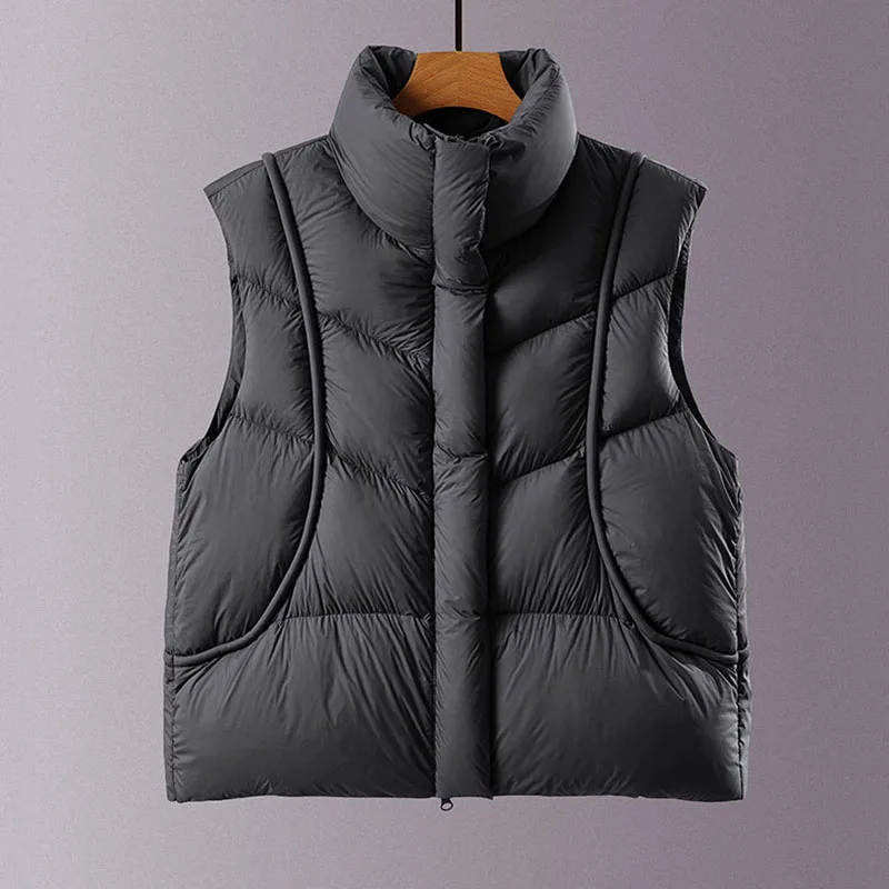 2025 nuevo chaleco de mujer muy esponjoso 90 chaleco de plumón de pato blanco moda femenina Otoño Invierno chaleco de mujer