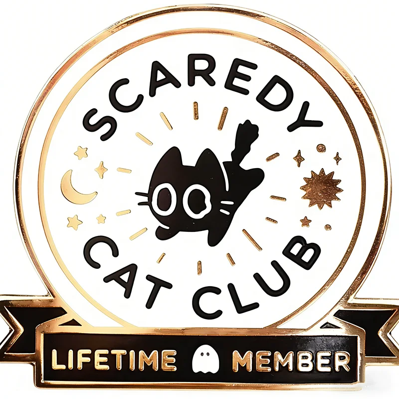 Kawaii Boba Cat Scaredy Cat Enamel Pin…