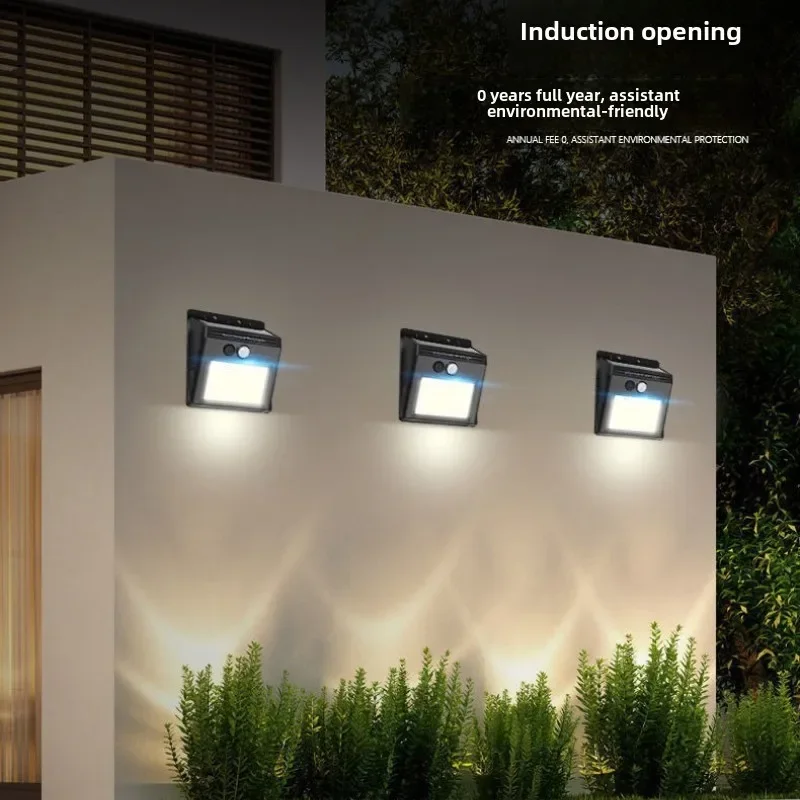 Solar Wall Lamp, Outdoor Street Lamp 20LED Three-sided Outdoor Courtyard Garden Lighting Energy-saving Human Body Sensor Lamp