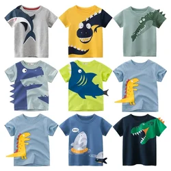 2024 Summer Children 3D Cartoon Shark T-shirt for Boy Short Sleeve Dinosaur Boys T Shirt Girls Tops Tees Kids Clothes