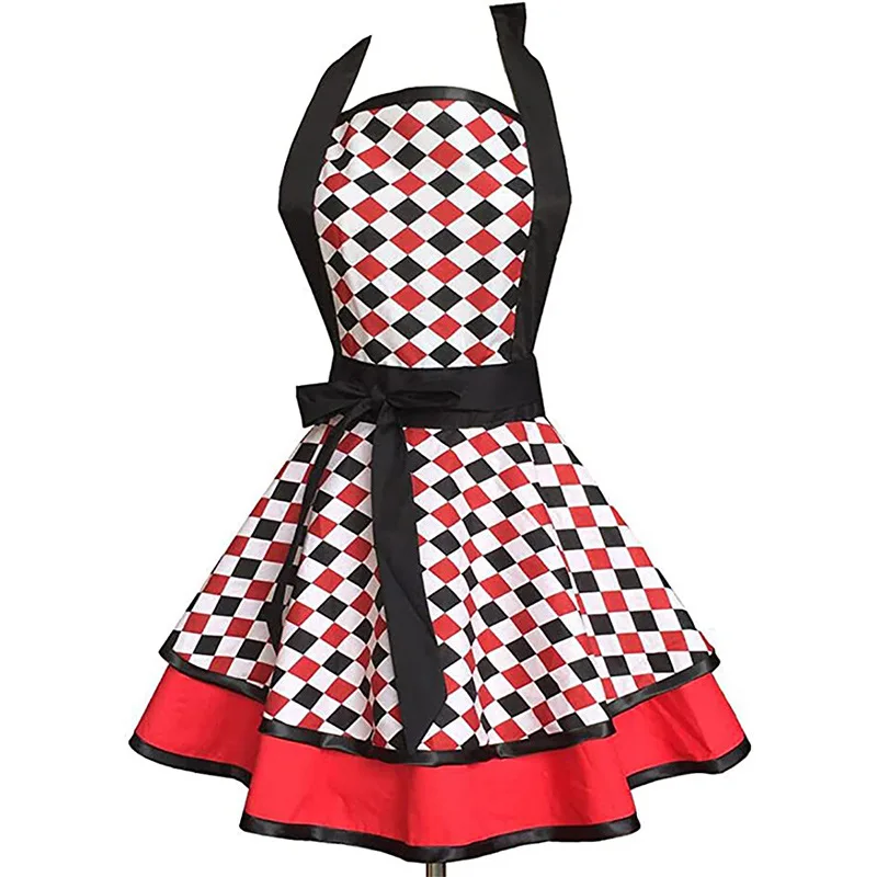 Jananese Sexy Women's Kitchen Apron with Lace Bowknot Maid Outfit Waitress Dress Short Colorful Lovely Bow for Couples
