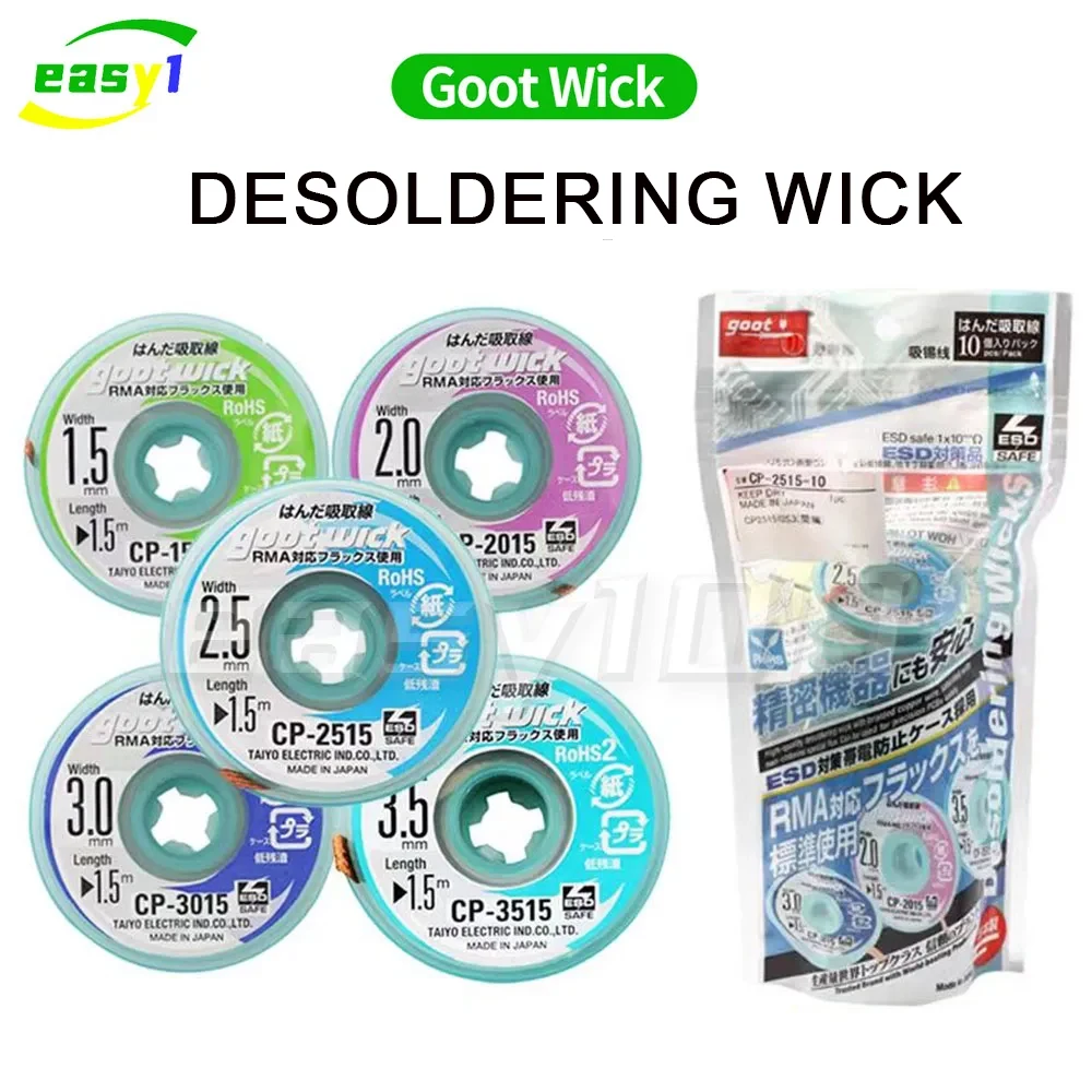 

Original Goot Wick Soldering Wick Braided Copper Wire Desoldering BGA Tin Solder Remover CP1515/CP2015/CP2515/CP3515