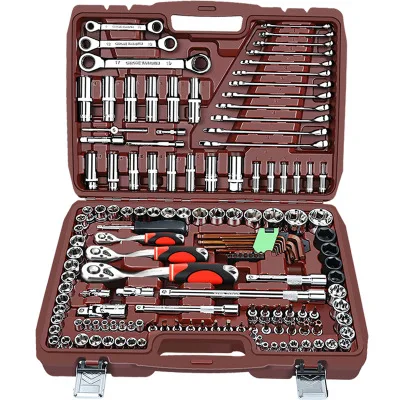 Cheap Price Drive Tool Box Auto Repair Hand Tool Socket Wrench Set Tool Kit 1 Set Chrome Vanadium Steel for Car Repair YLD-216