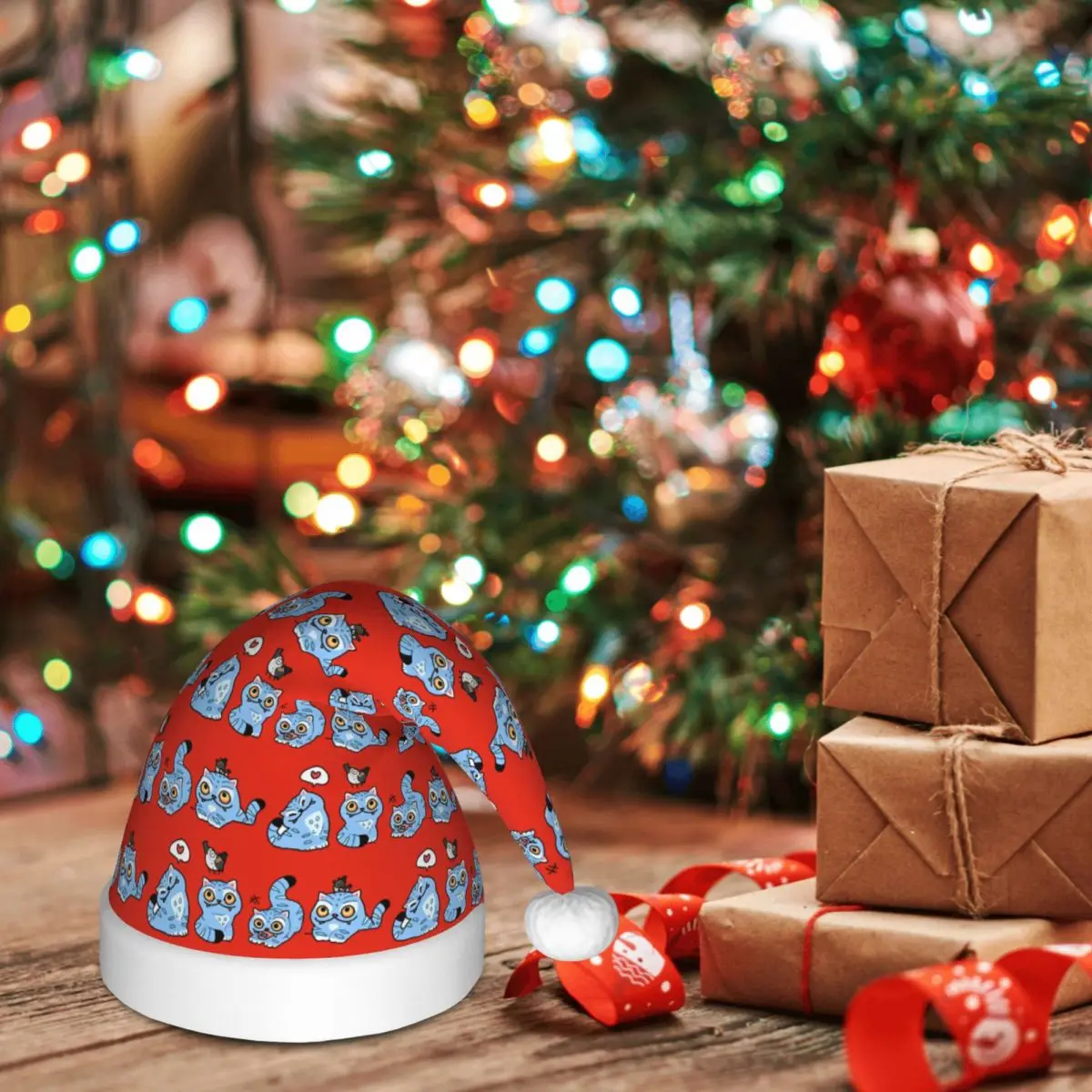 ديربي النمر القط لطيف الكرتون قبعات عيد الميلاد للبنين بنات طفل أطفال الأطفال هنتركس سانتا قبعة قبعة هدايا حفلة عيد الميلاد