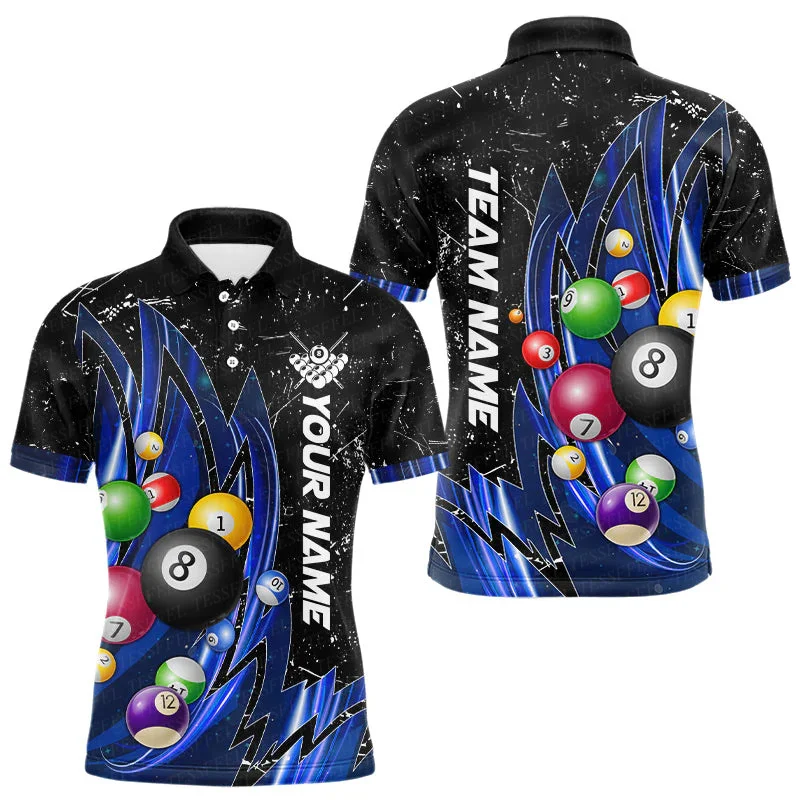 Custom Name Billiards Vintage Flame Gradient Graffiti Colorful Retro Pullover 3DPrint Casual Harajuku Funny Polo Jersey Shirts 8