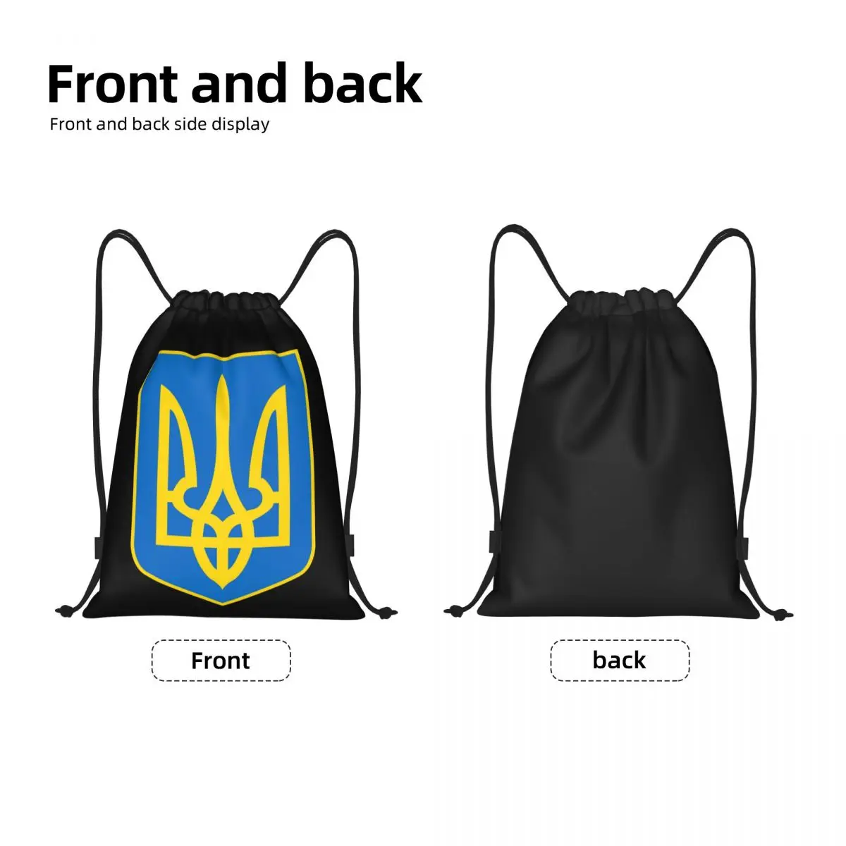 Coat Of Arms Ukraine Flag Drawstring Backpack Women Men Sport Gym Sackpack Portable Ukrainian Emblem Trident Shopping Bag Sack