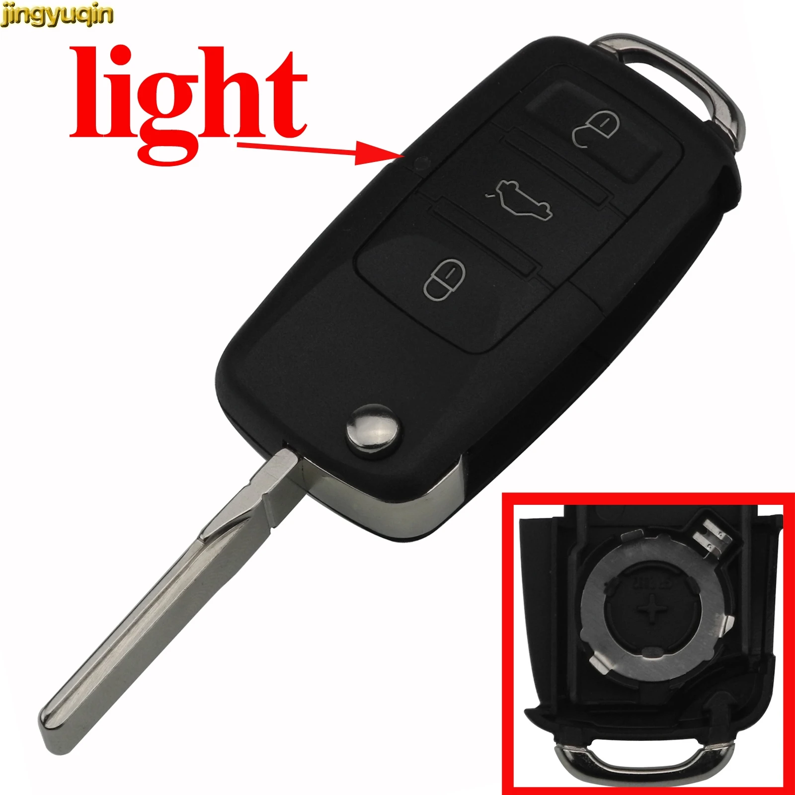 

Jingyuqin 10PCS for VOLKSWAGEN VW Touareg Switchblade Flip Case FOB 3+1 Panic 4 Buttons Flip Folding Remote Car Key Shell