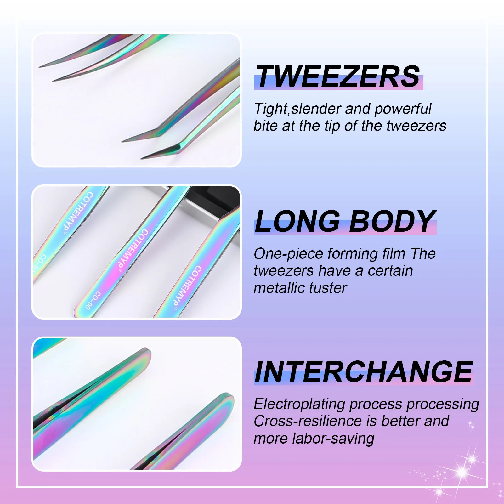 Stainless Steel Slanted Eye Brow Clips Lashes Extension Applicator Tweezers Hair Removal for Makeup Cosmetic Tool