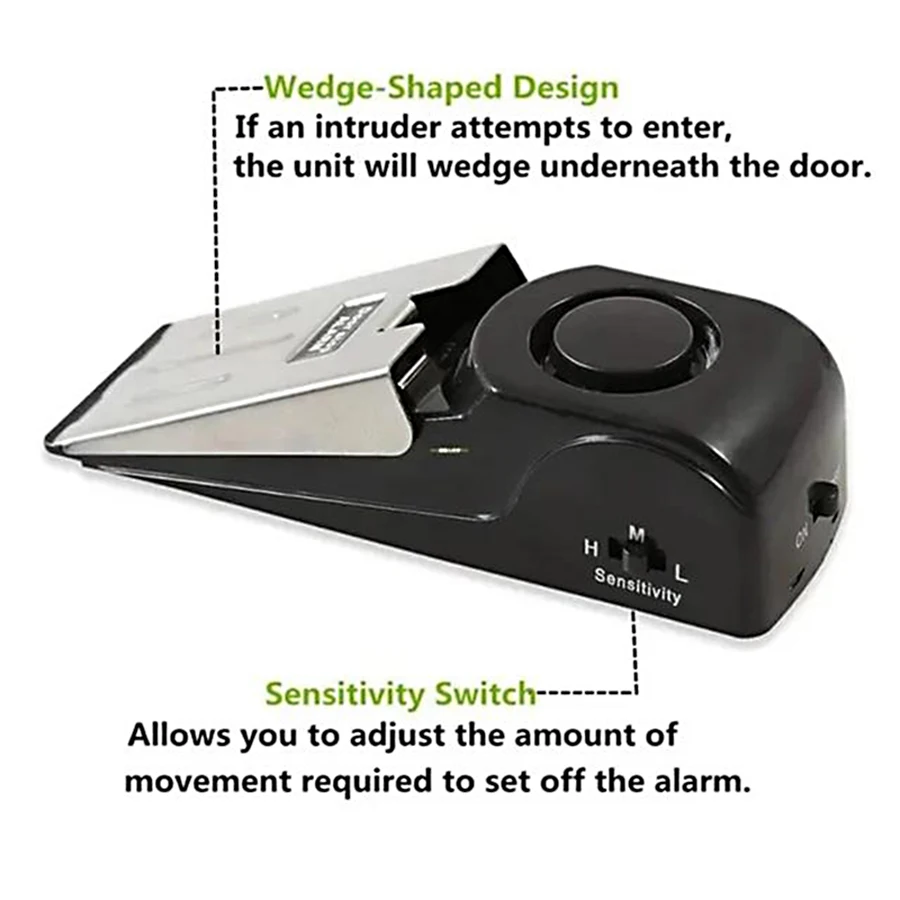 Door Stop Alarm, Door Stopper with 120DB Security Alarm, Floor Wedge Doorstop for Travel Apartment Home House Door Alarm