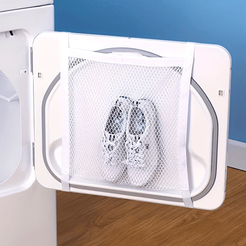 Reusable Sneaker Dryer & Washer Bag, Honeycomb Mesh with Zipper & Strap, Elastic Adjuster for Most Dryer Doors, Easy To Install