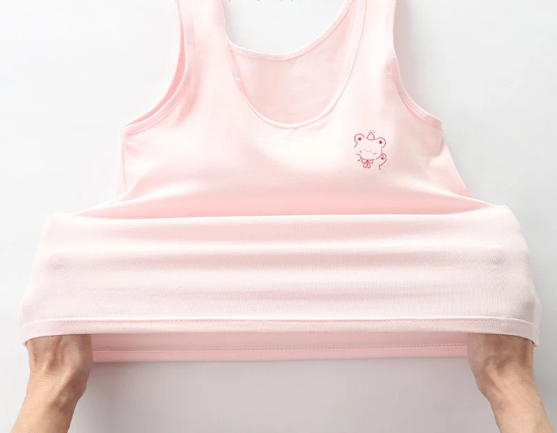 2 stücke Baumwolle kinder Tank Tops Teenager Unterwäsche Kinder Sport Weste Teenager Student Entwicklungs Bühne Underwaist Mit Gepolsterte Tasse – Detail 6