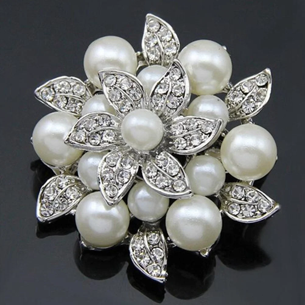 

2Pcs Flower Rhinestone Shoe Clips Pearl Brooches Double Leaf Crystals Wedding Party Shoe Buckles Sparkle Accents