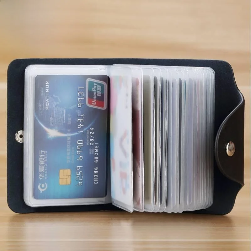 Leather Card Holder Men's Large Capacity Multi-Card High-end Elegant Small Women's Business Card Clip Ultra-thin Document Cover