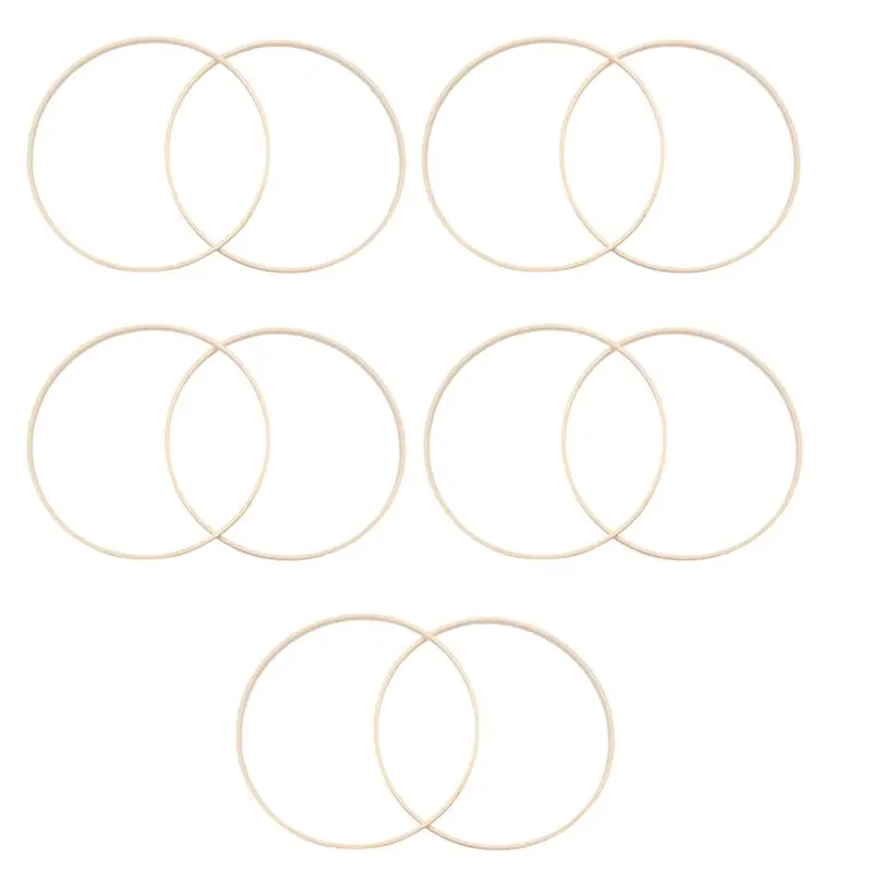 10Pcs Wooden Bamboo Dreamcatcher Rings Hoops Round Hoops Macrame Rings For Dream Catcher DIY Craft 27Cm