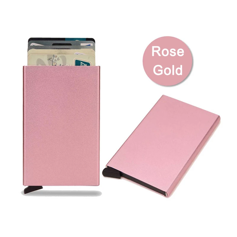 Rfid Smart Wallet Kaarthouder Metaal Dun Slanke Heren Dames Portefeuilles Pop-up Minimalistische Portemonnee Kleine Zwarte Portemonnee Portemonnees voor Heren
