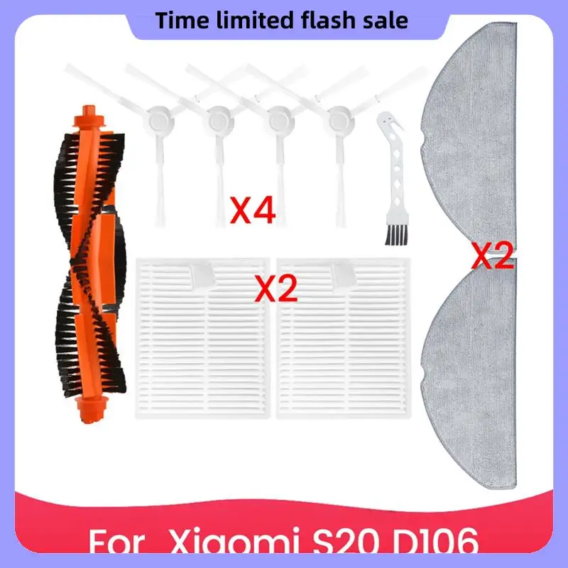 

A40T For Xiaomi Robot Vacuum S20 D106 Vacuum Cleaner Spare Parts Accessories Replacement Kit Main Brush Hepa Filter Mop Pad