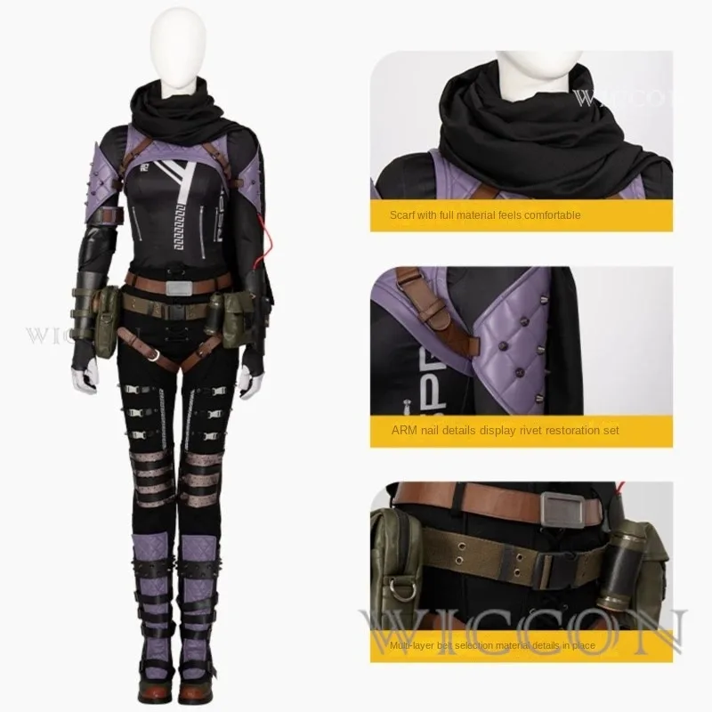 

25COSGame Apex Wraith Косплей Костюм Renee Blasey Злая кожа с шарфом Боевой костюм с аксессуарами Хэллоуин Карнавальный наряд