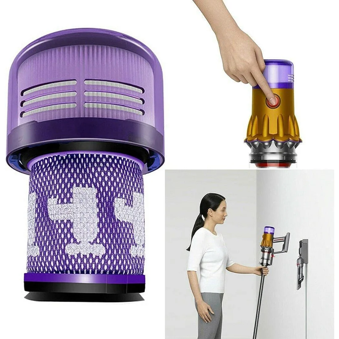 อะไหล่ตัวกรองสูญญากาศสำหรับ Dyson V12ตรวจจับชิ้นส่วนเครื่องดูดฝุ่นดูดฝุ่นบางซักได้ตัวกรองทำความสะอาดส่วนที่971517-01