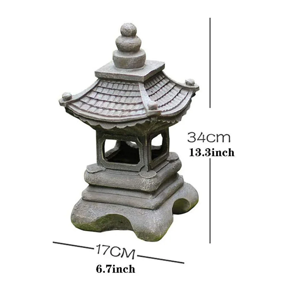 NONE Zen Pagode Stein Solar Gartenlaterne 4