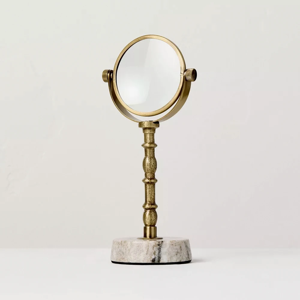 

8" Antique Brass Magnifying Glass with Marble Base,Decorative Vintage Handheld Reading Magnifier for Desk Decor Office Table