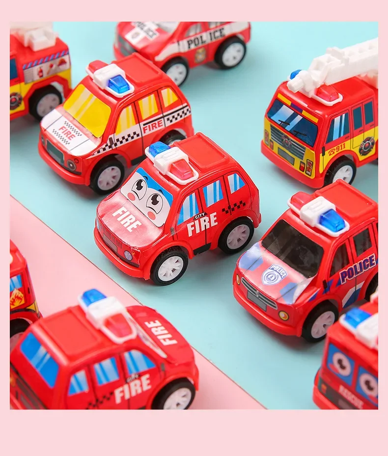 어린이 만화 미니 풀백 소방차 자동차 장난감, 어린이 생일 파티 선물, 베이비 샤워 선물, B419, 10 개