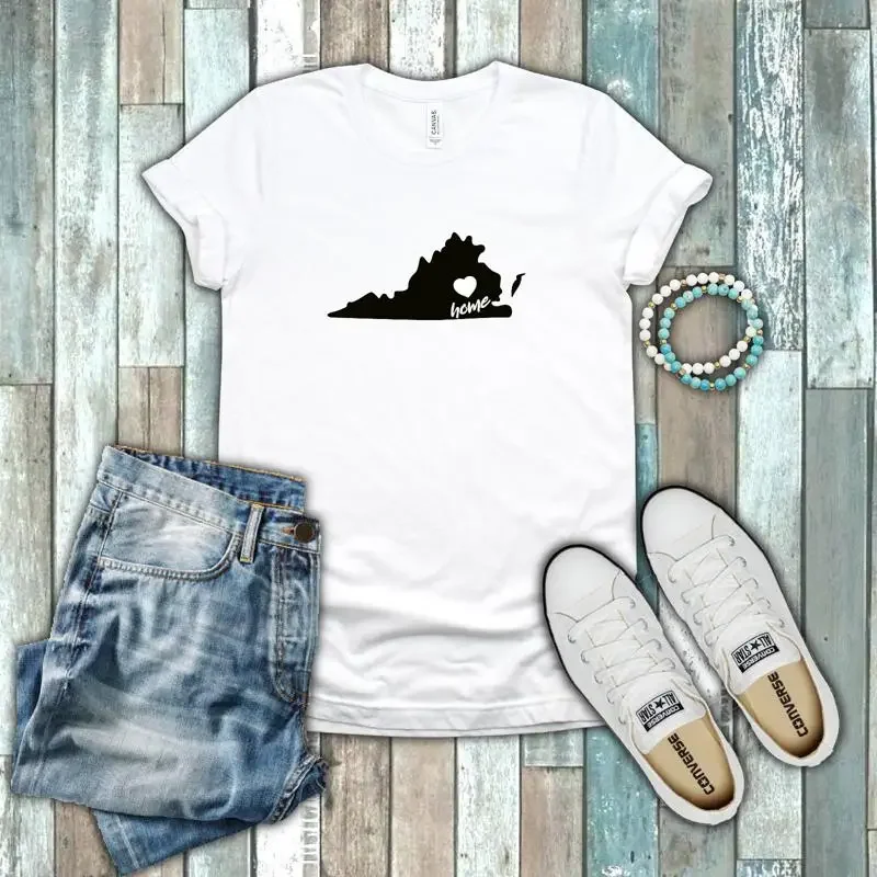 Virginia Mother Of State Home Pride Heart Silhouette 100 Cotton White T shirt