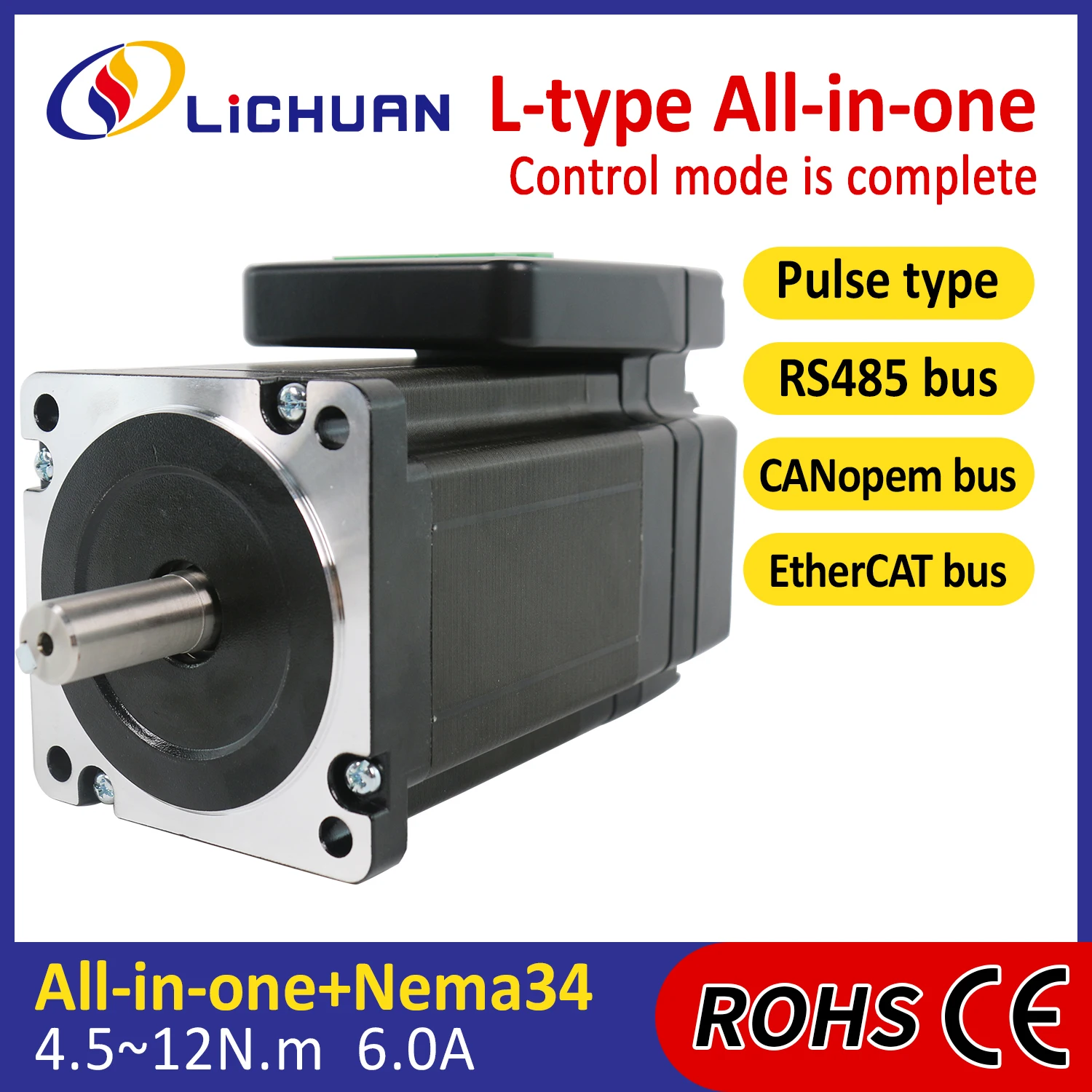 Controlador de Motor paso a paso Lichuan 48V6A 4,5/8,5/10/12N.m Controlador de motores paso a paso integrado de bucle abierto Nema34 bifásico para automatizado