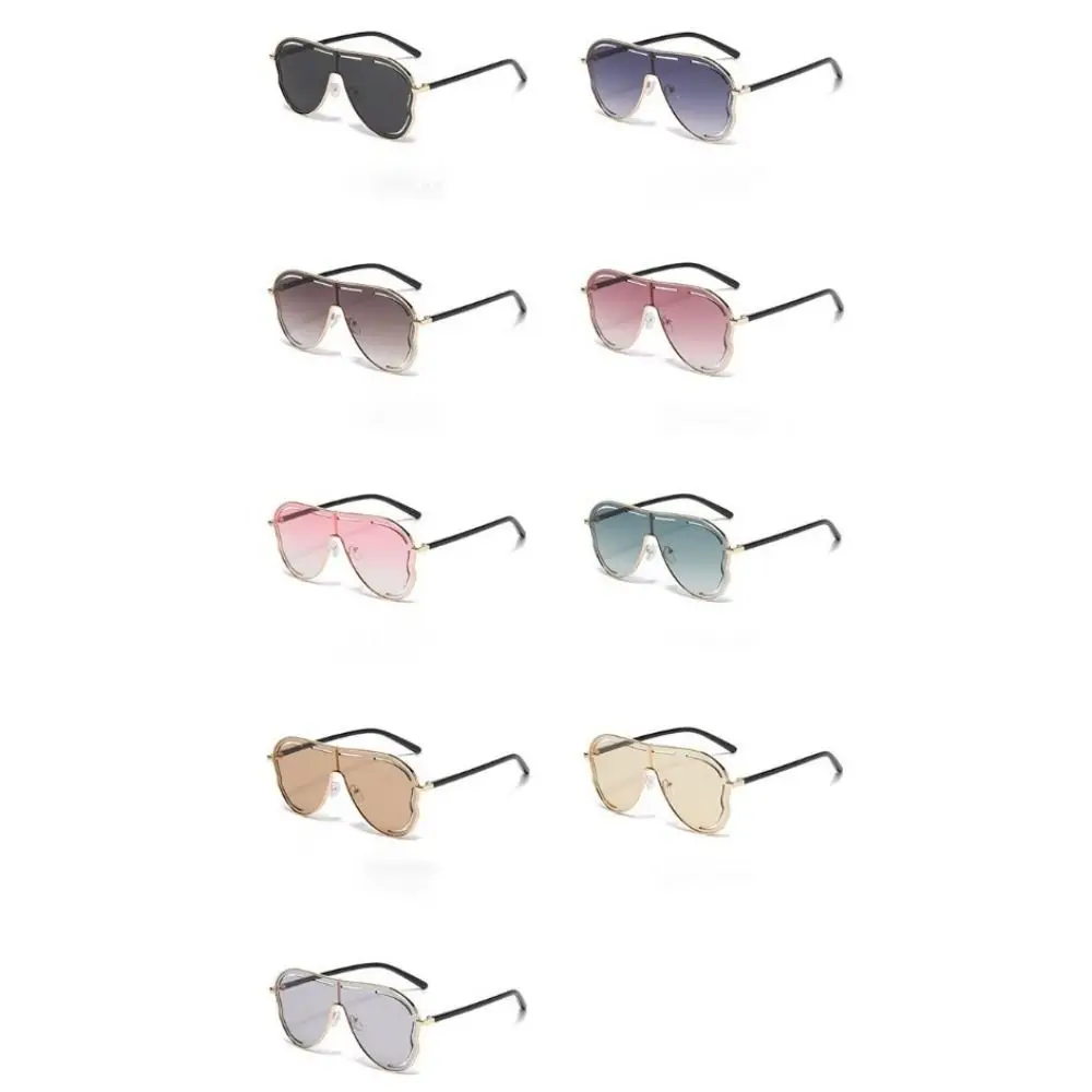 نظارات شمسية بسيطة بإطار كبير للطيار نظارات شمسية كبيرة الحجم مجوفة للنساء إكسسوار زي Y2K نظارات مضادة للأشعة فوق البنفسجية للصيف