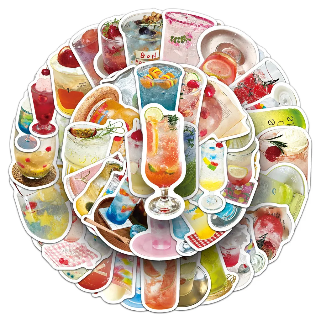 50Pcs Sparkling Water Sticker Art - Beverage Graffiti INS Style Exquisite Creative Decor Sticker for Water Cup AnimeWorlds Store