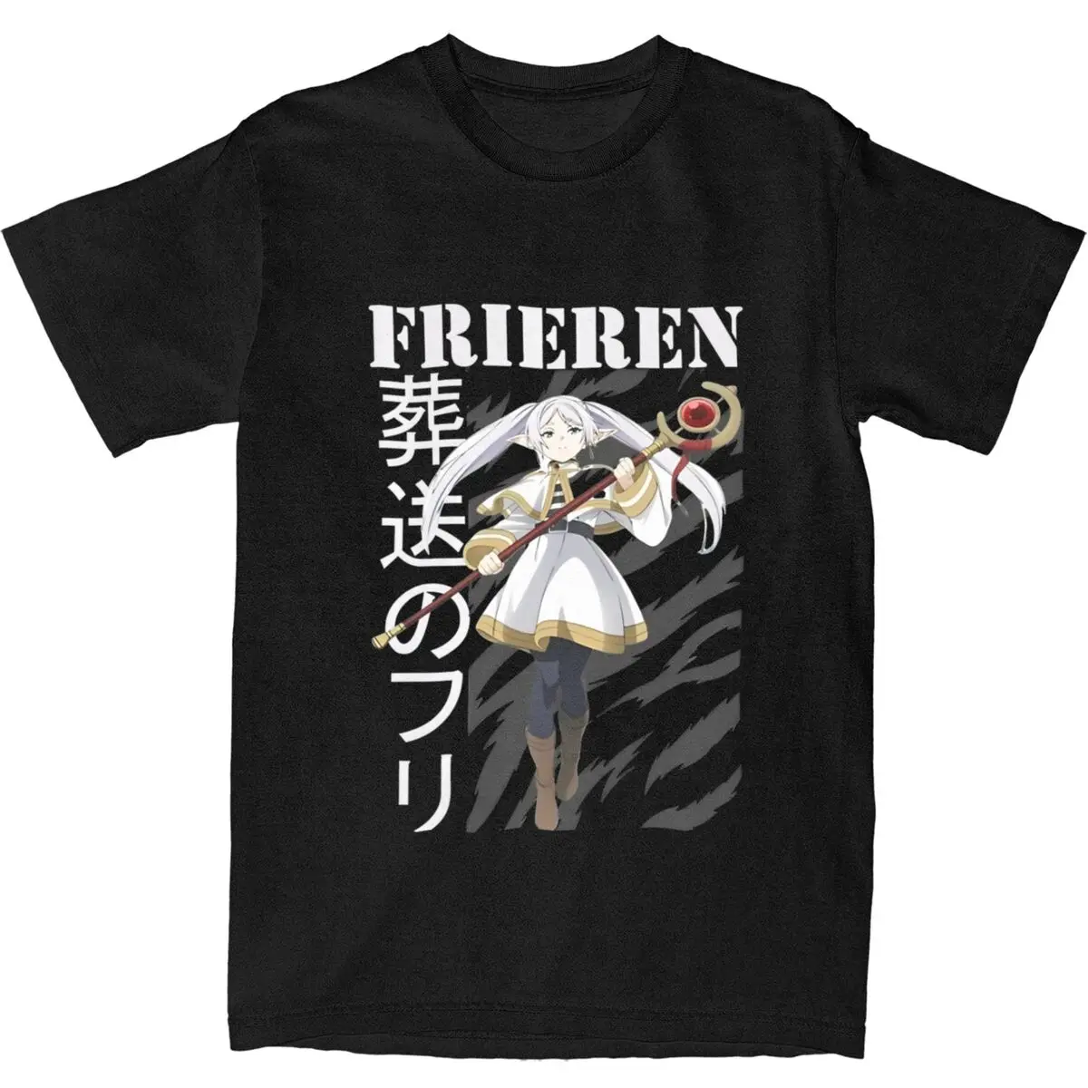 Men's Frieren At The Funeral Anime T-Shirts Characters Fern Cotton Tees Short Sleeve T Shirt Crew Neck Tee Shirt Plus Size