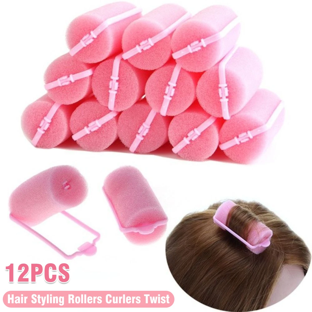 12PCS 70mm Foam Hair Rollers Soft Sponge Curlers Wave Styling Women Hair Kit