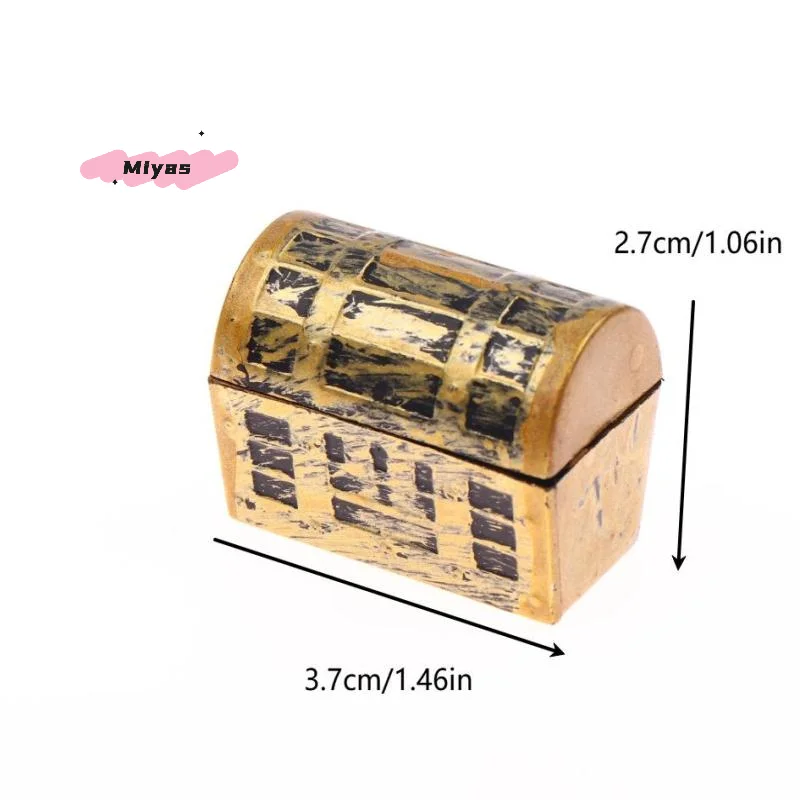 1Set Dollhouse Miniature Treasure Box 1/12 Mini Simulation Pirate Treasure Chest Ingot Gold Bar Model Doll House Decor Accessory