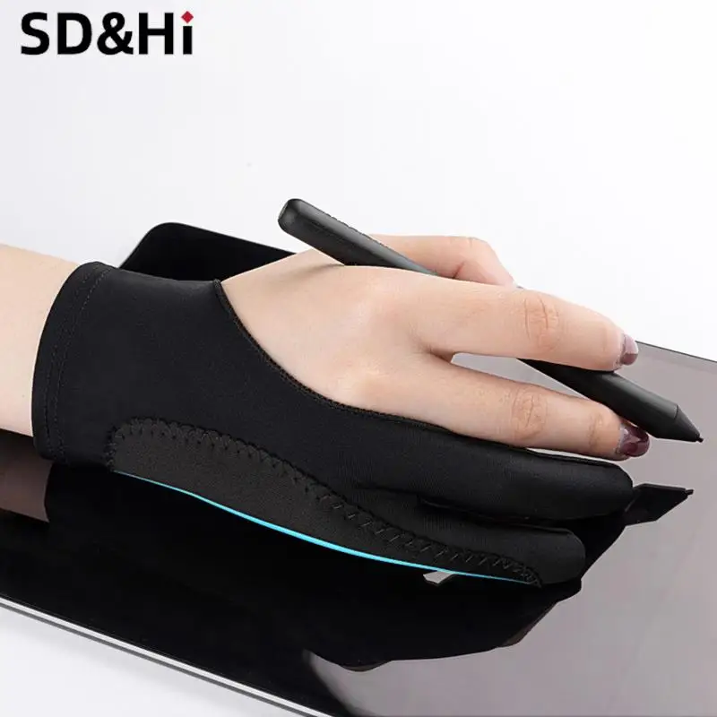 Anti-touch Two-Finger Hand Painting Gloves For Tablet Digital Board Screen Touch Drawing Anti-fouling Oil Painting Art Supplies