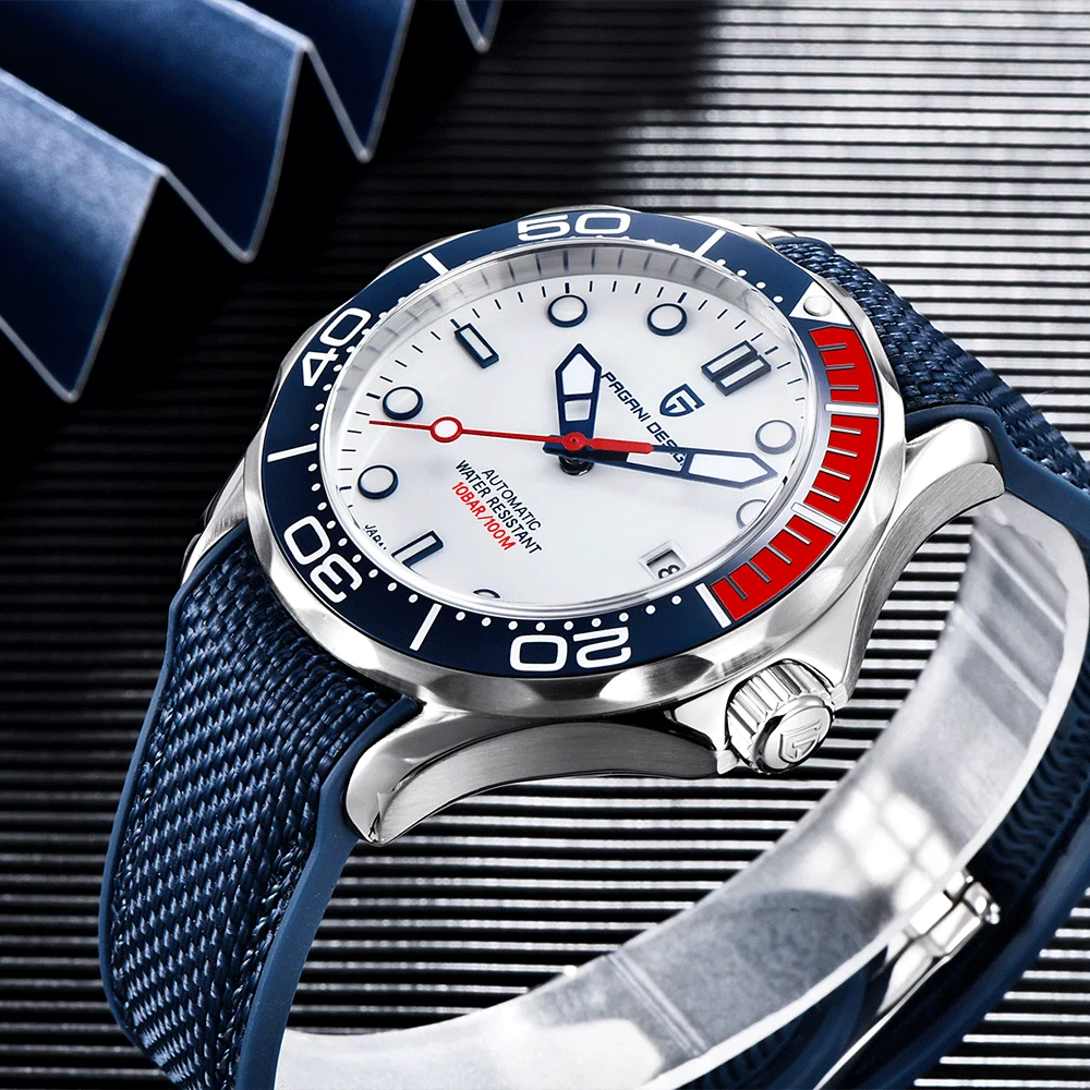 2025 باجاني ديزاين 007 ساعة ميكانيكية للرجال موضة ساعة أوتوماتيكية صندوق هدايا رجالي NH35A ساعة كريستال الياقوت المقاوم للصدأ