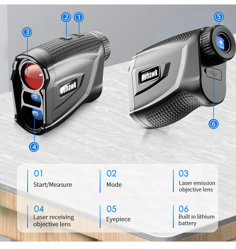 TULX Outdoor High Precision 600M Hunting Telescope Rangefinder Slope Distance Meter Laser Range Finder Golf
