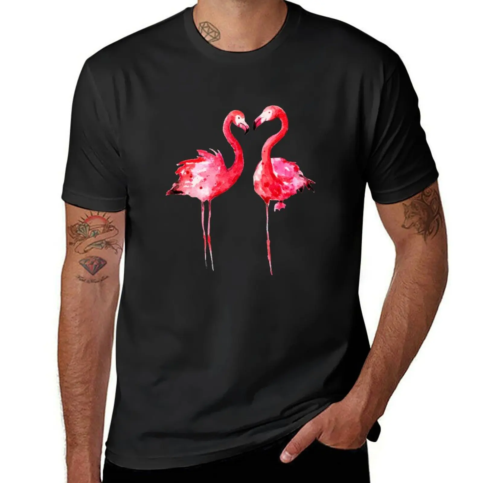 

Pink Flamingos T-Shirt kawaii clothes hippie clothes anime T-shirts for men cotton