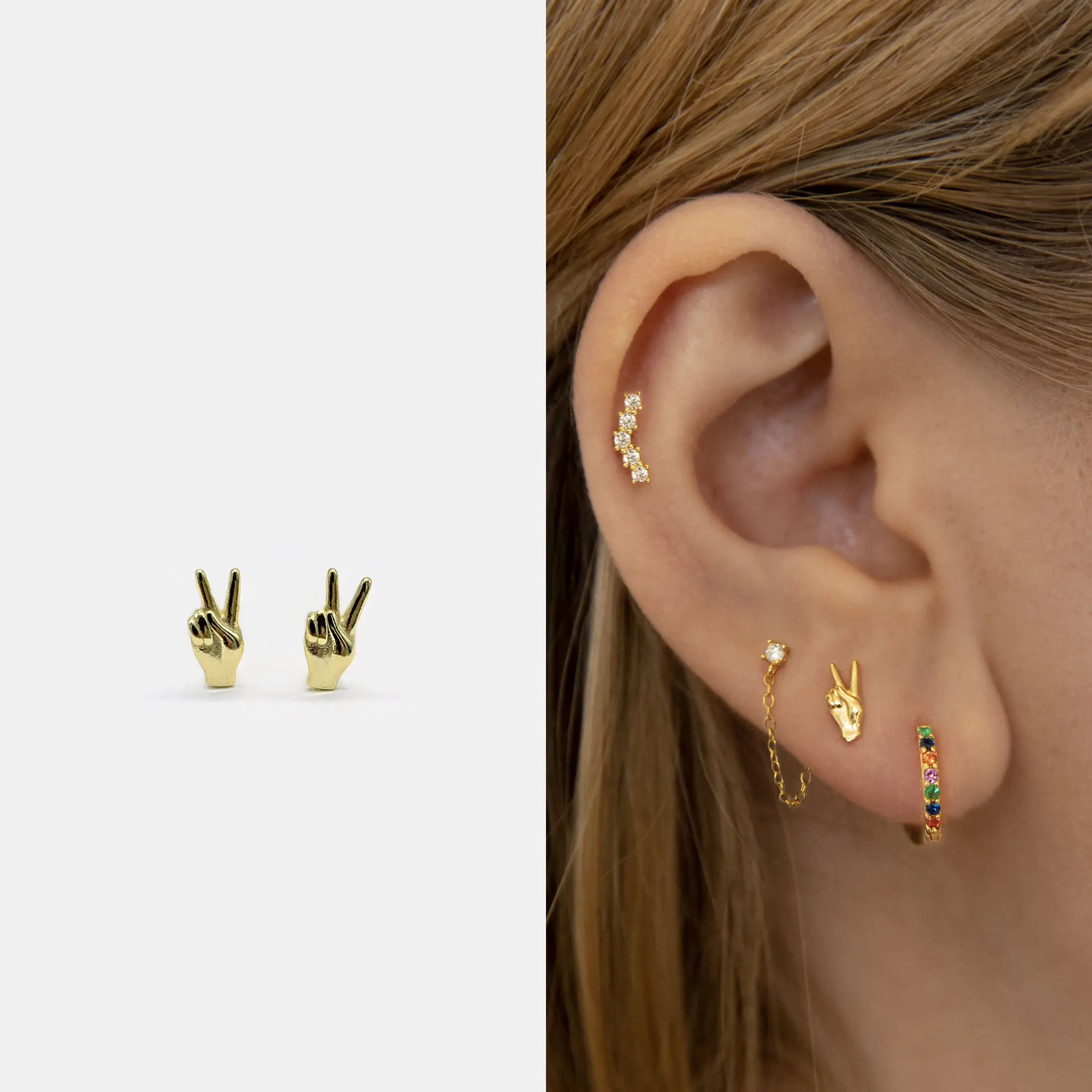 

S925 Чистое серебро 16G Плоская головка Внутренняя резьба Новые пирсинг-раковины для ушей Палец Победа