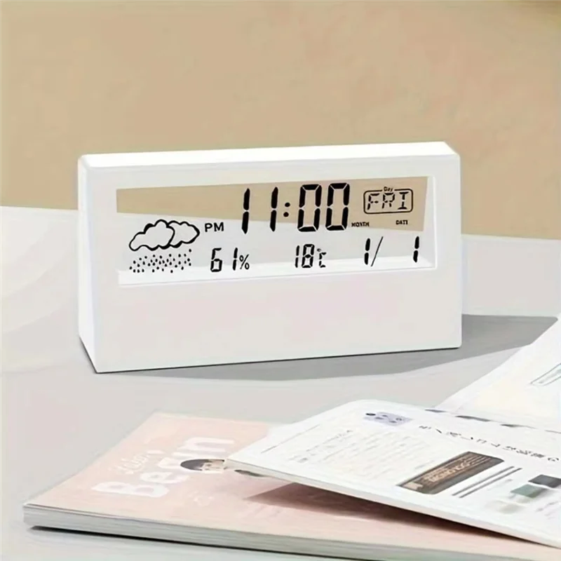 ABKI-LED Thermometer Thermo-Hygrometer Multifunction Electronic Temperature Humidity Meter Weather Station With Alarm Clock