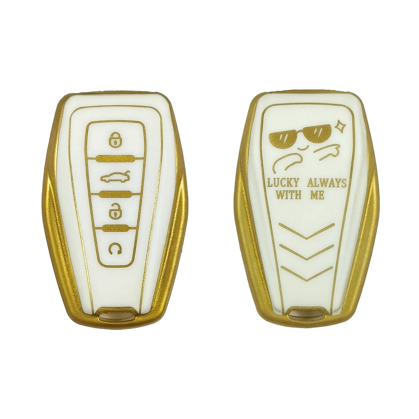 Suitable for Geely Emgrand smart 4-button silicone key cover with gold edge key bag cover